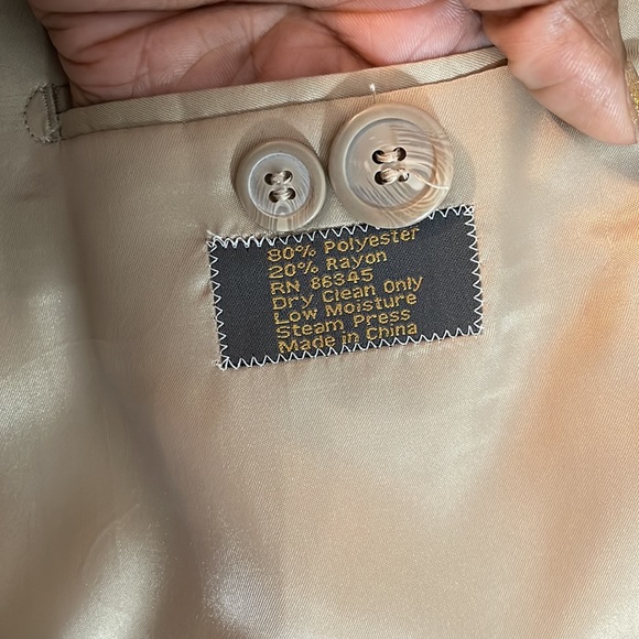 Zandello Tan Blue Stripes Mens Suit Jacket and Pants Tuxedo size 52R and 46R - Picture 6 of 17